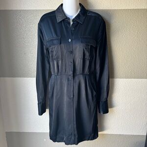Equipment Femme Women’s 2 Navy Blue Button Up Dress Shirt Dress Long Sleeve